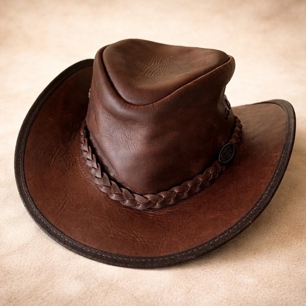 Overlander Leather‎ Outback Hat Brown Braided Band Australia